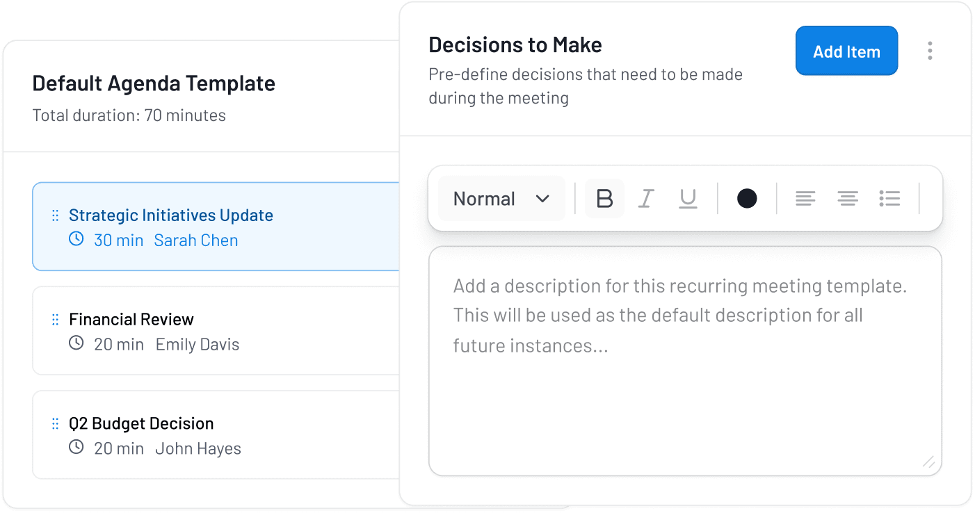 Incident review template builder.